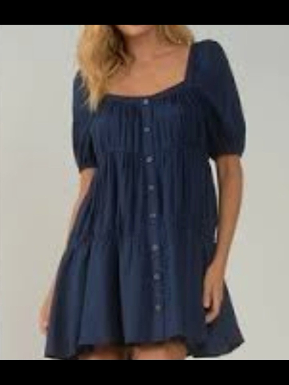 Elan Navy Button-Front Dress